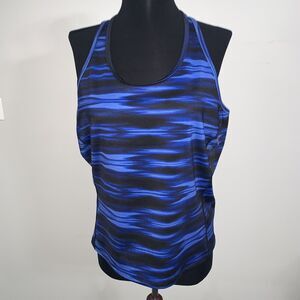 Lauren Ralph Lauren Women's Athletic Razorback Top in Blue and Black, Size PL